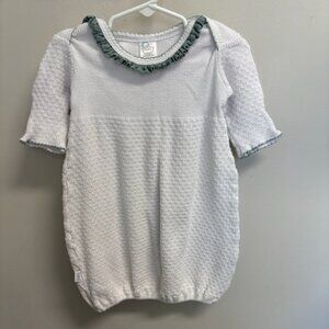 PATY White Textured Baby One-Piece with Green Trim